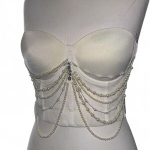 Pearl Embellished Corset Bustier Top